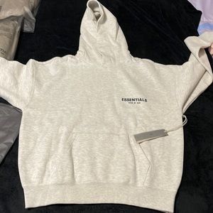 Essentials fear of god hoodie light grey / light oatmeal